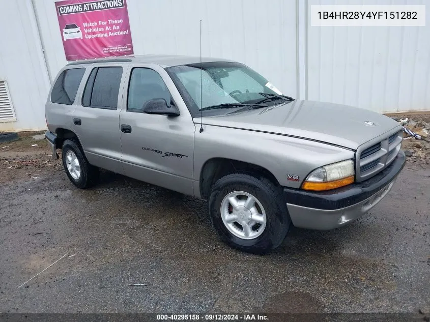 2000 Dodge Durango VIN: 1B4HR28Y4YF151282 Lot: 40295158