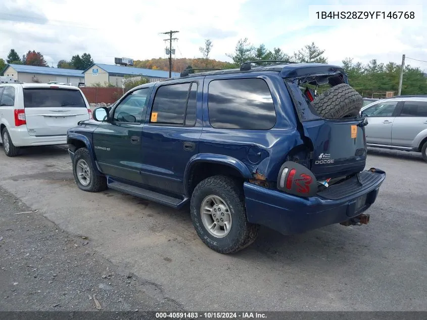 2000 Dodge Durango VIN: 1B4HS28Z9YF146768 Lot: 40591483