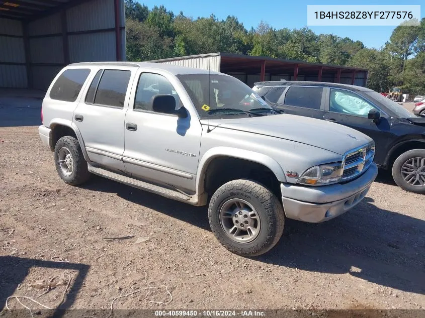 2000 Dodge Durango VIN: 1B4HS28Z8YF277576 Lot: 40599450