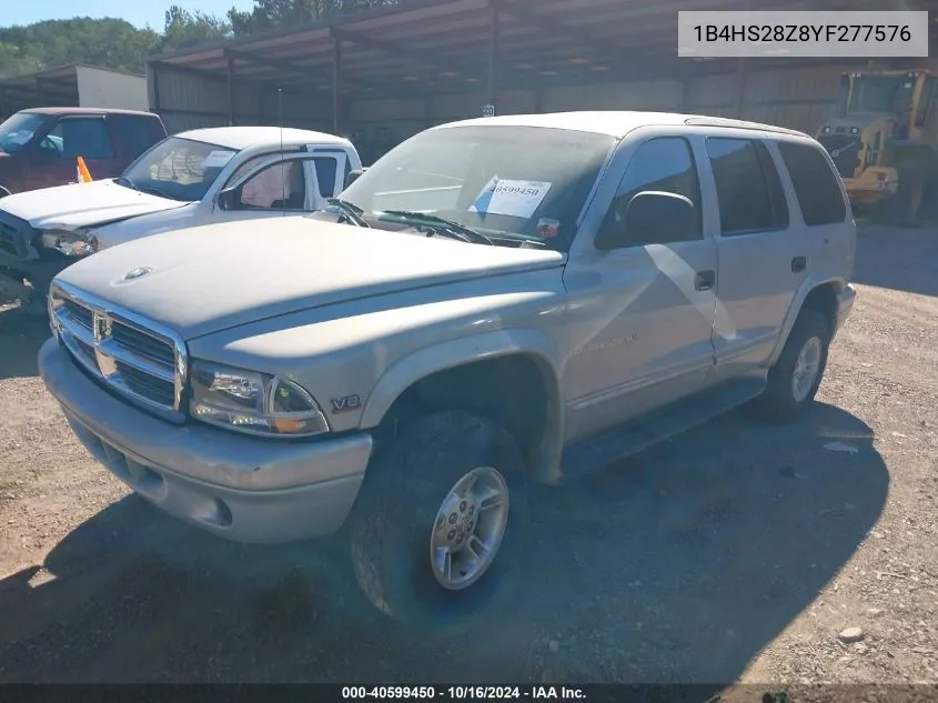 2000 Dodge Durango VIN: 1B4HS28Z8YF277576 Lot: 40599450