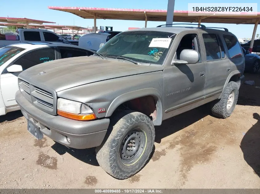 2000 Dodge Durango VIN: 1B4HS28Z8YF226434 Lot: 40599485