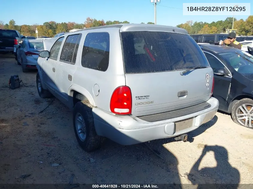 2000 Dodge Durango VIN: 1B4HR28Z8YF126295 Lot: 40641928