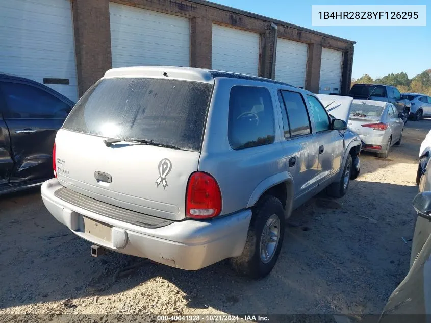 2000 Dodge Durango VIN: 1B4HR28Z8YF126295 Lot: 40641928