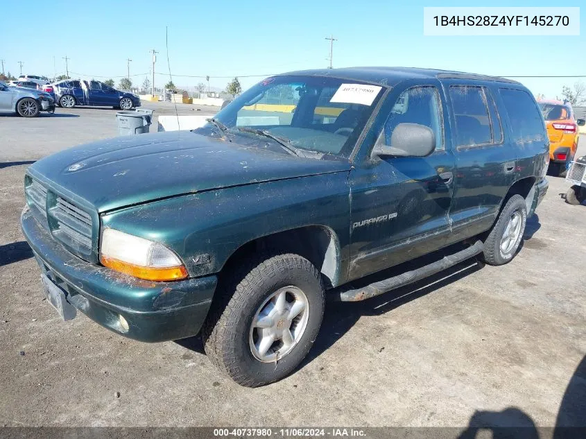 2000 Dodge Durango VIN: 1B4HS28Z4YF145270 Lot: 40737980