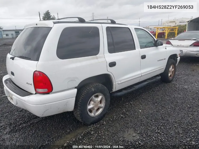 2000 Dodge Durango VIN: 1B4HS28Z2YF269053 Lot: 40740402