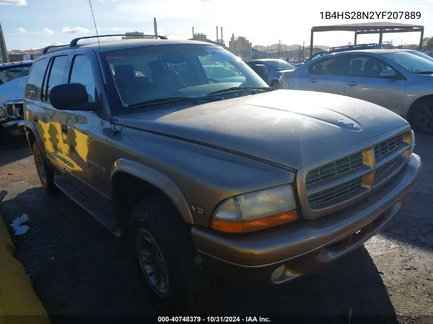 2000 Dodge Durango VIN: 1B4HS28N2YF207889 Lot: 40748379