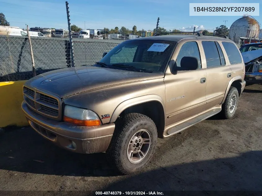 2000 Dodge Durango VIN: 1B4HS28N2YF207889 Lot: 40748379