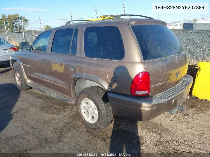 2000 Dodge Durango VIN: 1B4HS28N2YF207889 Lot: 40748379