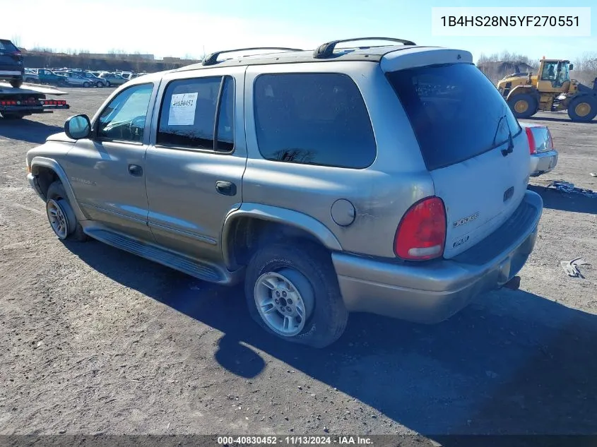 1B4HS28N5YF270551 2000 Dodge Durango