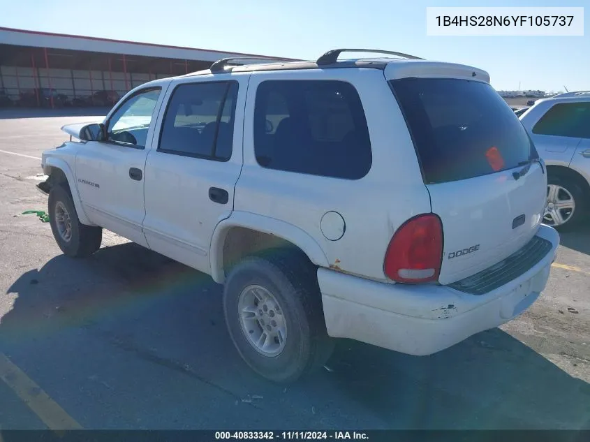 2000 Dodge Durango VIN: 1B4HS28N6YF105737 Lot: 40833342