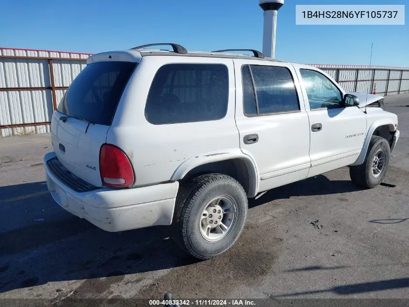 2000 Dodge Durango VIN: 1B4HS28N6YF105737 Lot: 40833342