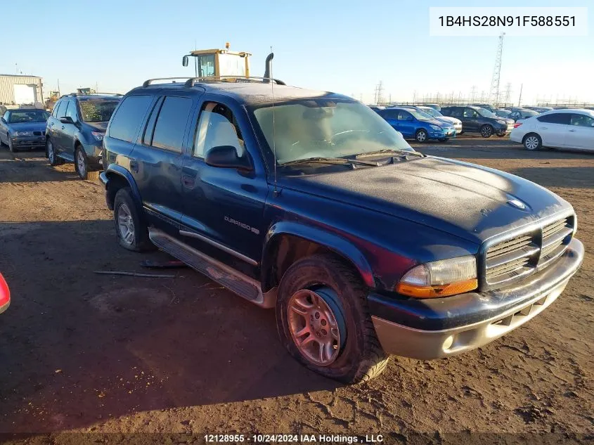 2001 Dodge Durango VIN: 1B4HS28N91F588551 Lot: 12128955