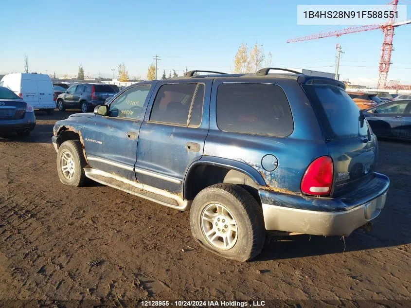 2001 Dodge Durango VIN: 1B4HS28N91F588551 Lot: 12128955