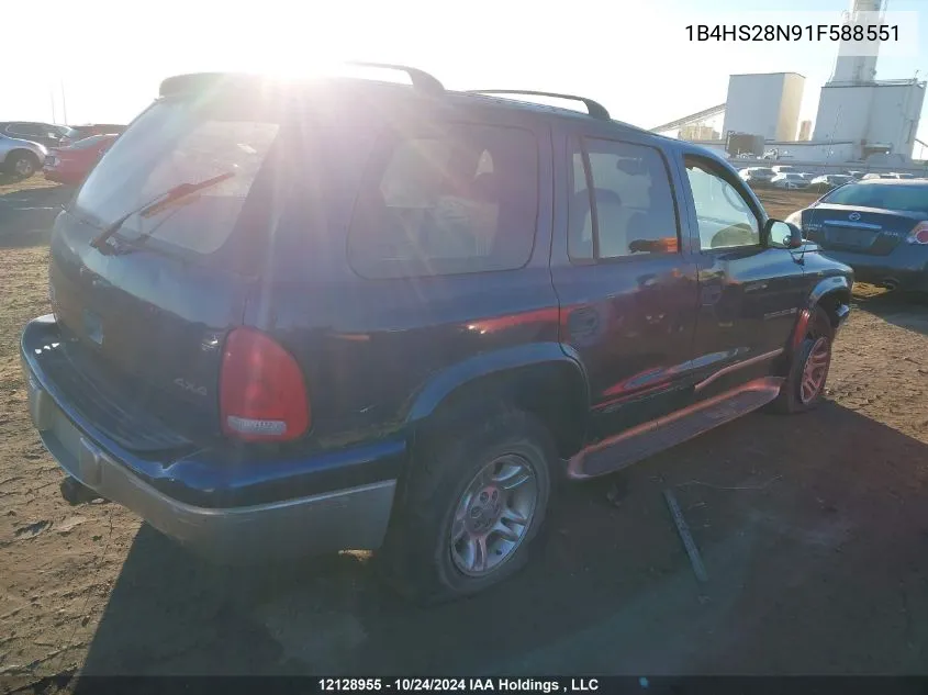 2001 Dodge Durango VIN: 1B4HS28N91F588551 Lot: 12128955