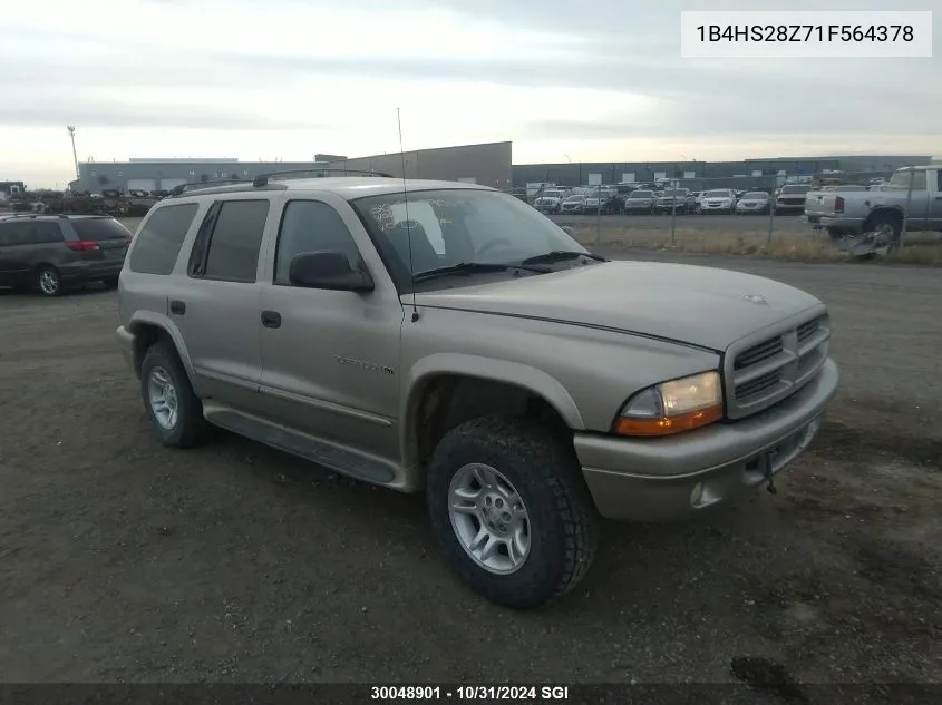 2001 Dodge Durango VIN: 1B4HS28Z71F564378 Lot: 30048901