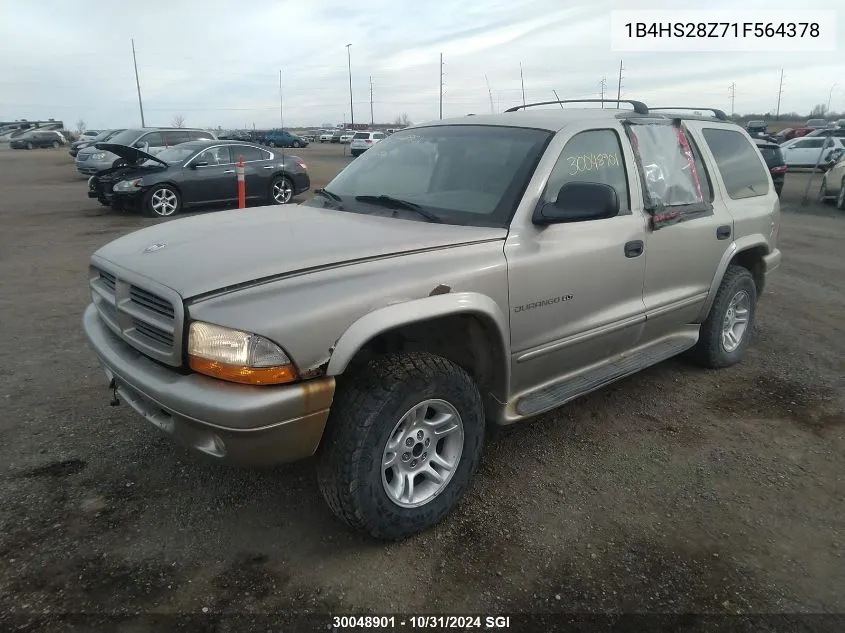 2001 Dodge Durango VIN: 1B4HS28Z71F564378 Lot: 30048901