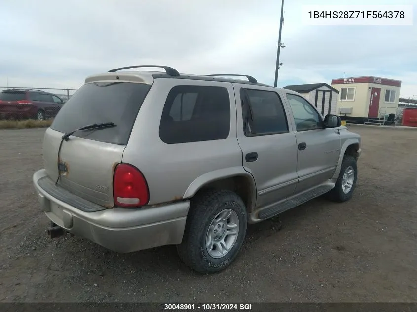 2001 Dodge Durango VIN: 1B4HS28Z71F564378 Lot: 30048901