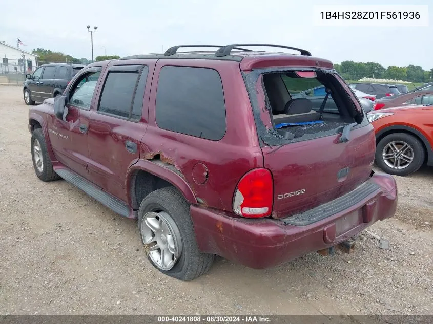 2001 Dodge Durango Slt VIN: 1B4HS28Z01F561936 Lot: 40241808