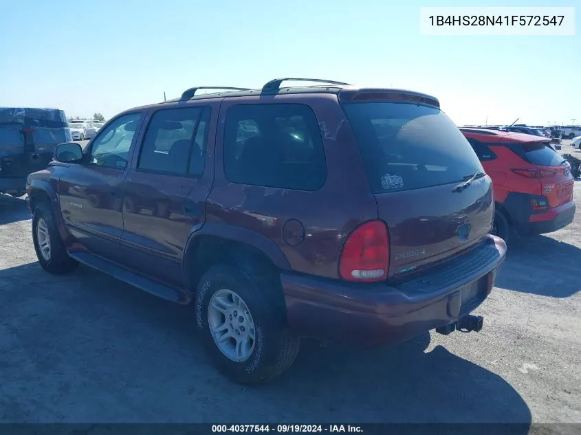 2001 Dodge Durango VIN: 1B4HS28N41F572547 Lot: 40377544