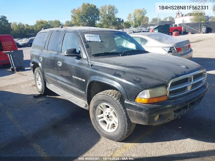 2001 Dodge Durango VIN: 1B4HS28N81F562331 Lot: 40500361