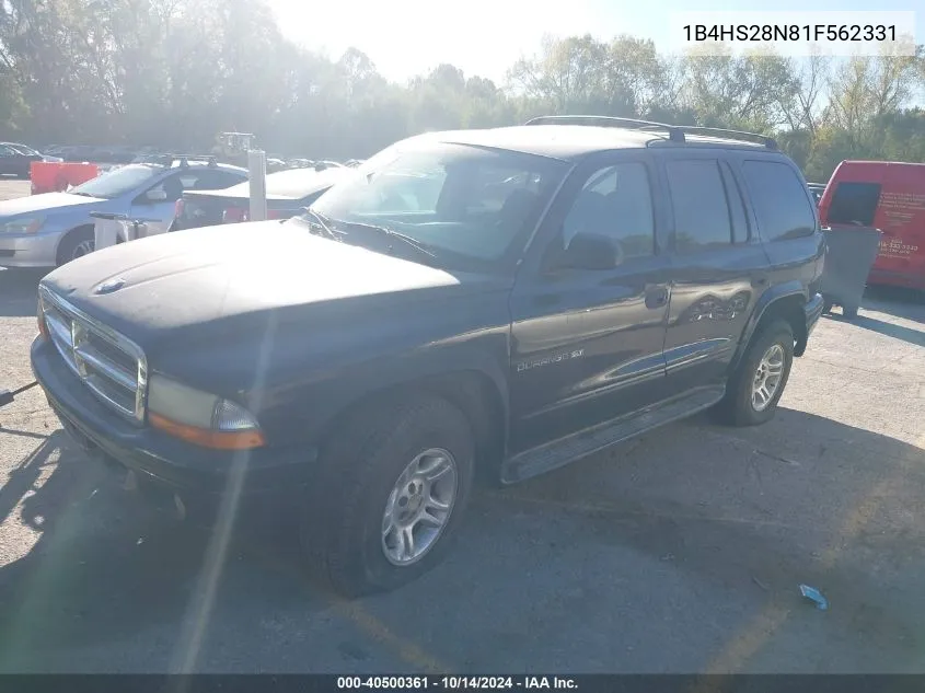 2001 Dodge Durango VIN: 1B4HS28N81F562331 Lot: 40500361