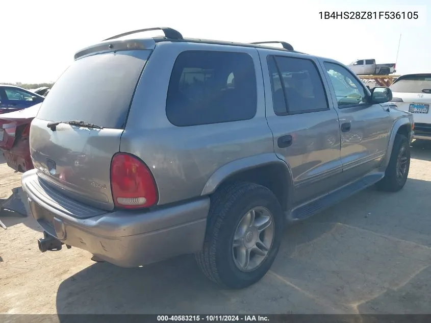 2001 Dodge Durango VIN: 1B4HS28Z81F536105 Lot: 40583215