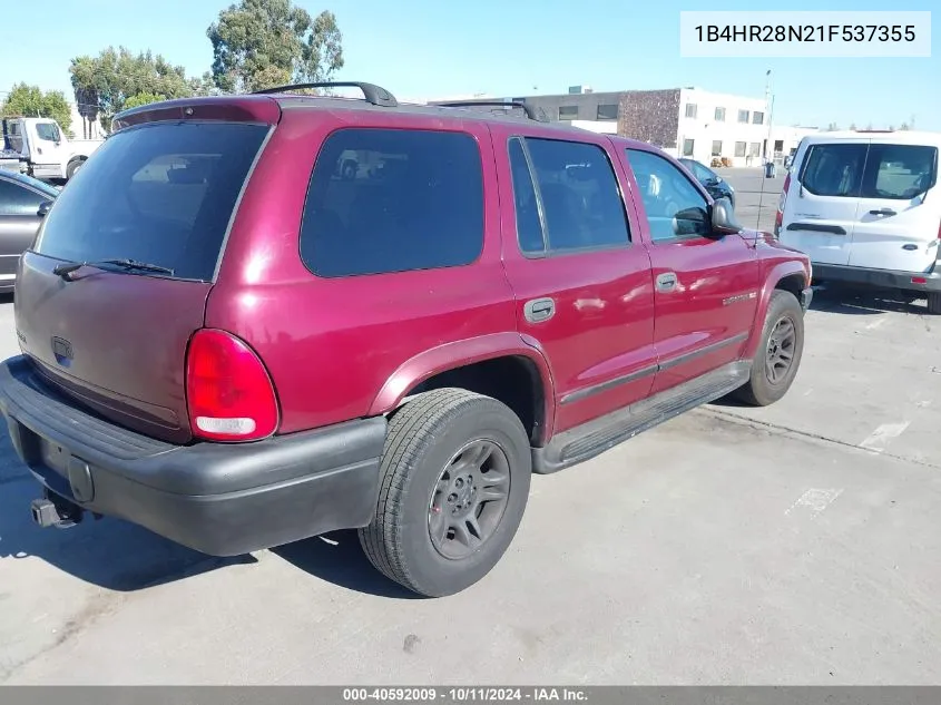 2001 Dodge Durango VIN: 1B4HR28N21F537355 Lot: 40592009