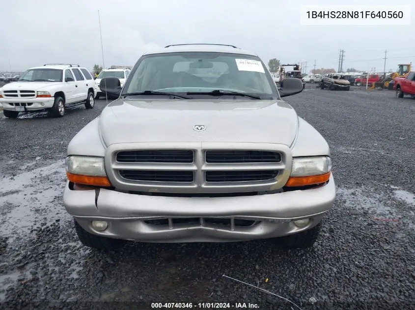 2001 Dodge Durango VIN: 1B4HS28N81F640560 Lot: 40740346