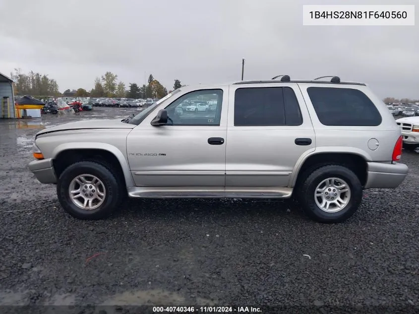 2001 Dodge Durango VIN: 1B4HS28N81F640560 Lot: 40740346