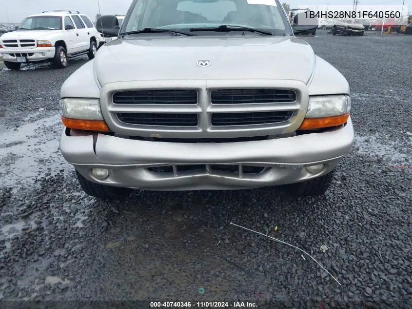 2001 Dodge Durango VIN: 1B4HS28N81F640560 Lot: 40740346