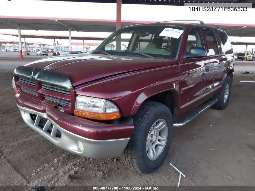 2001 Dodge Durango Slt VIN: 1B4HS28Z71F536533 Lot: 40777700