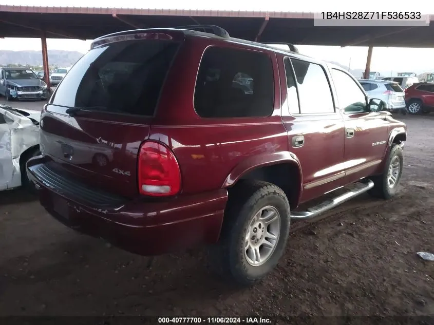 2001 Dodge Durango Slt VIN: 1B4HS28Z71F536533 Lot: 40777700