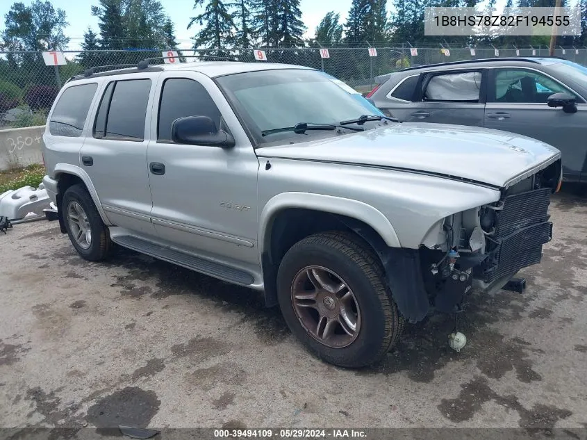 2002 Dodge Durango R/T VIN: 1B8HS78Z82F194555 Lot: 39494109