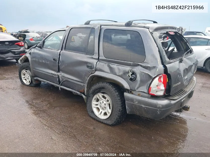 2002 Dodge Durango Slt VIN: 1B4HS48Z42F215966 Lot: 39949709