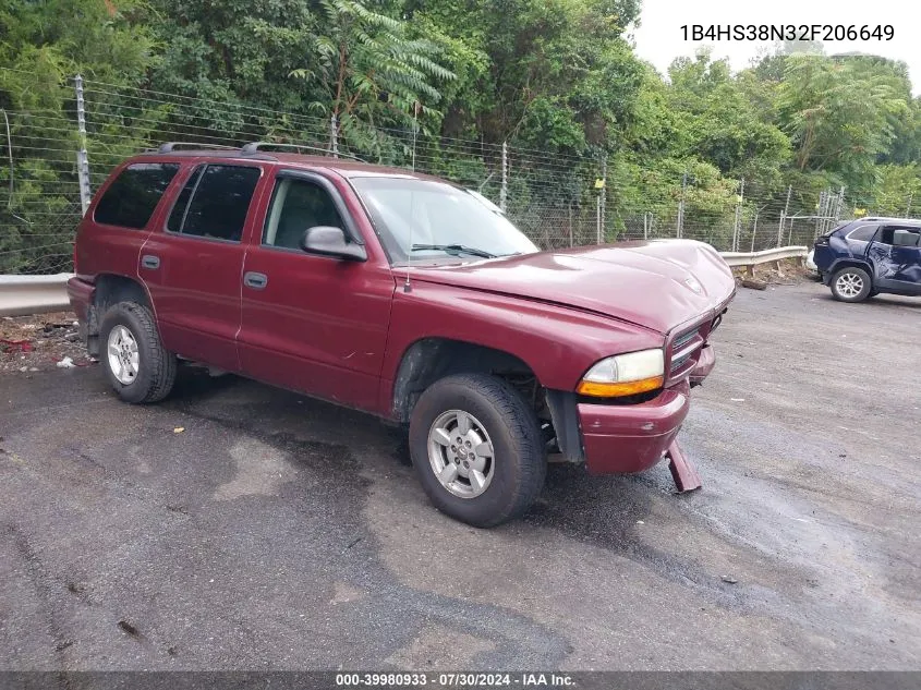 1B4HS38N32F206649 2002 Dodge Durango Sport