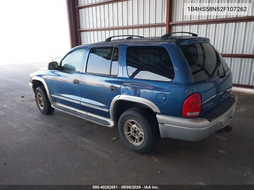 2002 Dodge Durango Slt Plus VIN: 1B4HS58N52F107262 Lot: 40252551