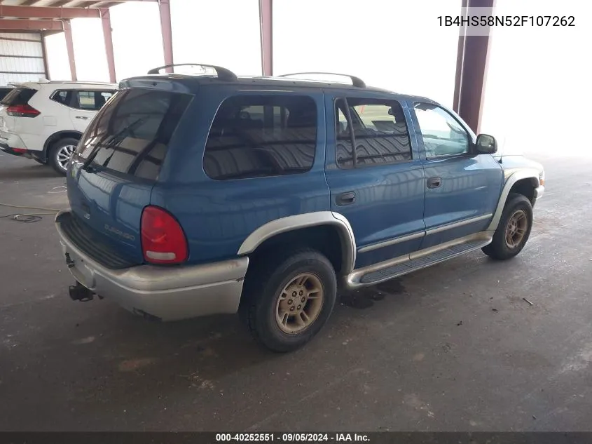 2002 Dodge Durango Slt Plus VIN: 1B4HS58N52F107262 Lot: 40252551