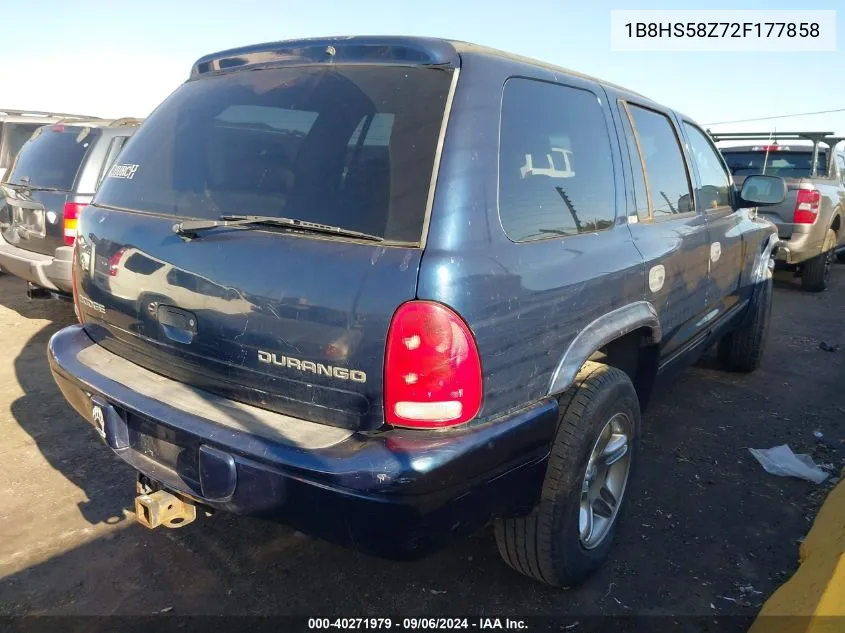 2002 Dodge Durango Slt Plus VIN: 1B8HS58Z72F177858 Lot: 40271979