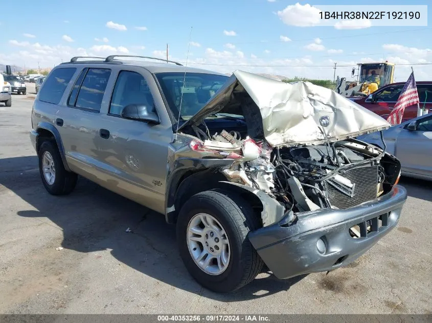 2002 Dodge Durango Sport VIN: 1B4HR38N22F192190 Lot: 40353256