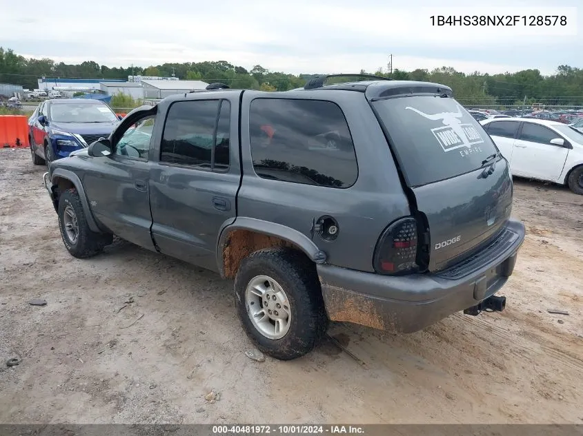 1B4HS38NX2F128578 2002 Dodge Durango Sport