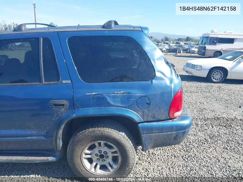 2002 Dodge Durango Slt VIN: 1B4HS48N62F142158 Lot: 40486746