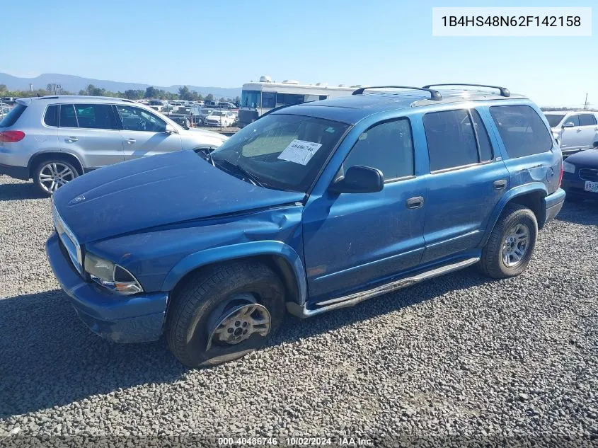 2002 Dodge Durango Slt VIN: 1B4HS48N62F142158 Lot: 40486746