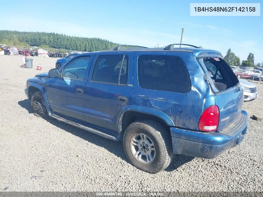 2002 Dodge Durango Slt VIN: 1B4HS48N62F142158 Lot: 40486746