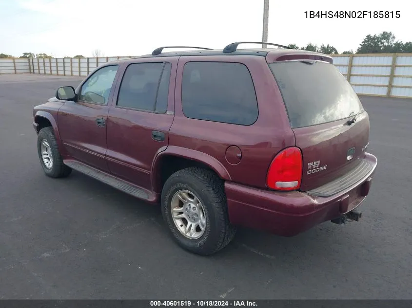 2002 Dodge Durango Slt VIN: 1B4HS48N02F185815 Lot: 40601519