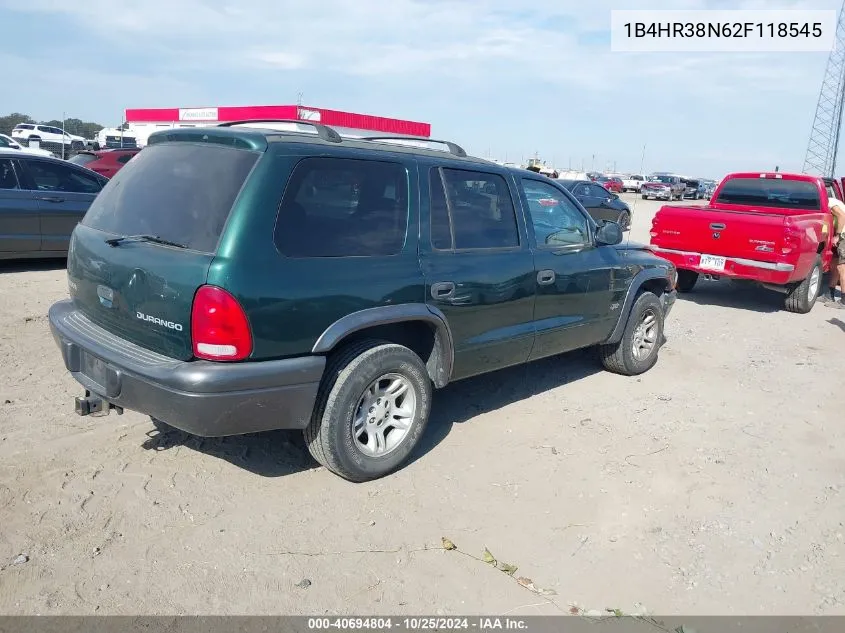 2002 Dodge Durango Sport VIN: 1B4HR38N62F118545 Lot: 40694804