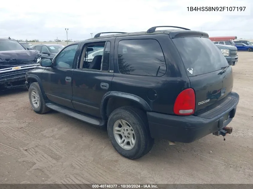 2002 Dodge Durango Slt Plus VIN: 1B4HS58N92F107197 Lot: 40748377