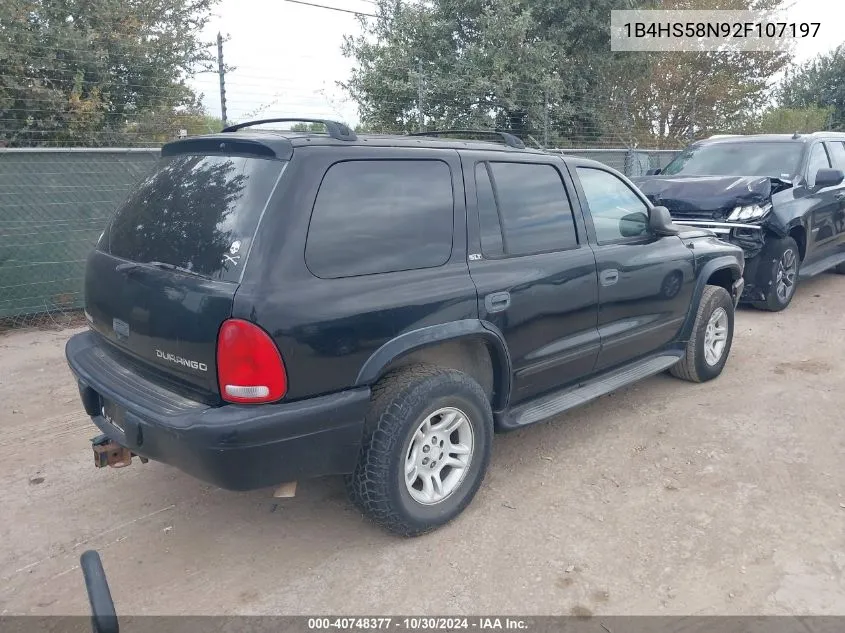 2002 Dodge Durango Slt Plus VIN: 1B4HS58N92F107197 Lot: 40748377