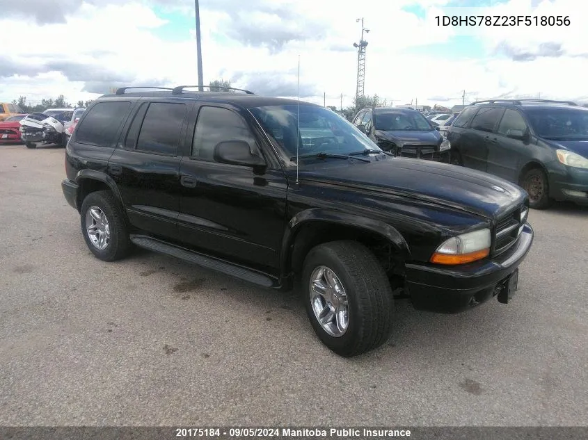 2003 Dodge Durango R/T VIN: 1D8HS78Z23F518056 Lot: 20175184