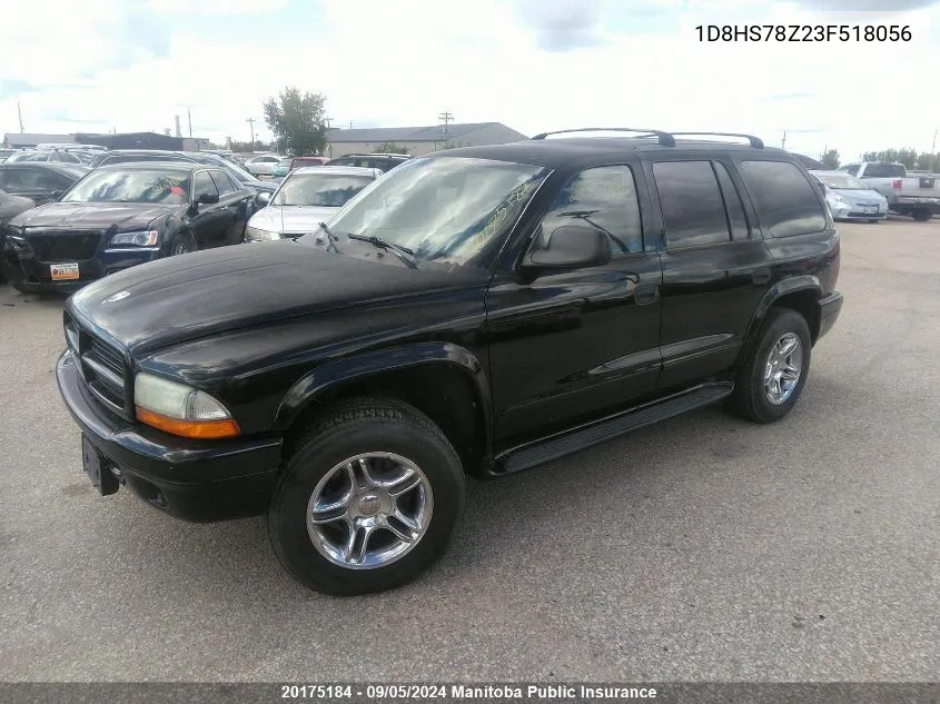 2003 Dodge Durango R/T VIN: 1D8HS78Z23F518056 Lot: 20175184