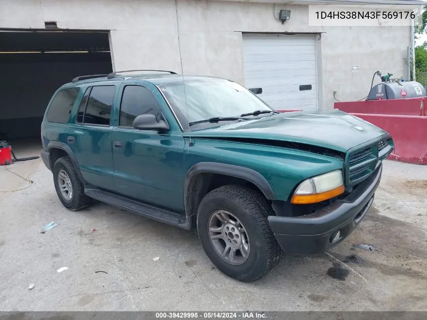 2003 Dodge Durango Sport/Sxt VIN: 1D4HS38N43F569176 Lot: 39429995